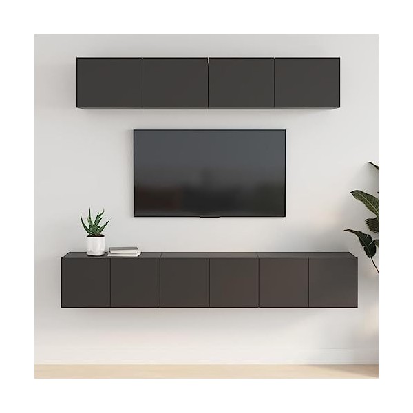 heybb Ensemble de Meubles TV 5 pcs Noir Bois dingénierie,Meuble TV Étagère,Meuble dangle TV,Meuble Haut Salon