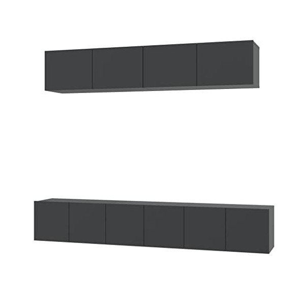 heybb Ensemble de Meubles TV 5 pcs Noir Bois dingénierie,Meuble TV Étagère,Meuble dangle TV,Meuble Haut Salon