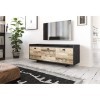 3xEliving Élégant Meuble TV Fulgures, 140 cm matériau Graphite / Vieux Bois