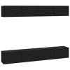 GuyAna Meubles TV muraux 4 pcs Noir 100x30x30 cm,Meuble TV,Table Basse Salon Meuble TV,Table Basse LED Couleurs