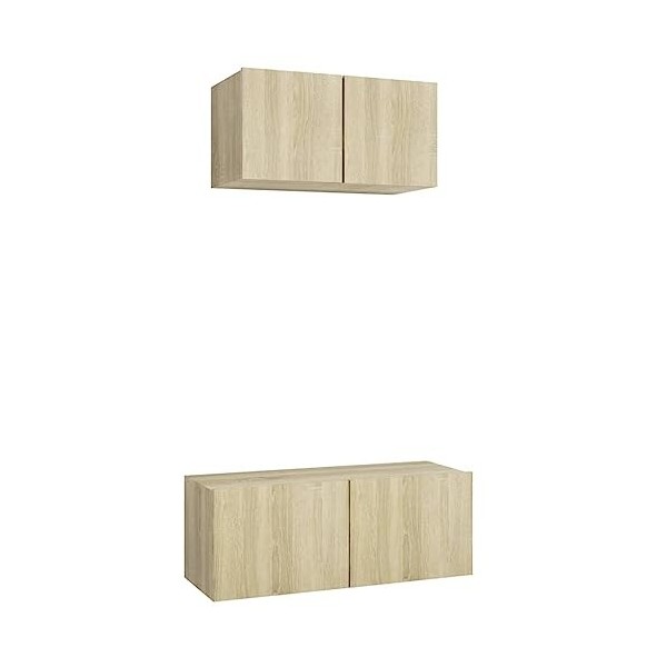 Meuble TV 2 pièces en chêne Sonoma