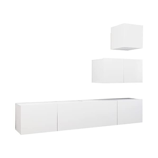 FAMIROSA Ensemble de Meuble TV 4 pcs Blanc Aggloméré-41.66KG