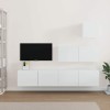 ZEYUAN Ensemble de Meubles TV 4 pcs Blanc Brillant Bois dingénierie,Table TV,Ensemble Meuble TV,Meuble TV