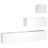 ZEYUAN Ensemble de Meubles TV 4 pcs Blanc Brillant Bois dingénierie,Table TV,Ensemble Meuble TV,Meuble TV