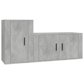 DCRAF Home Hardware Businese Meuble TV 2 pièces en bois Gris béton