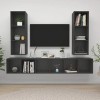 Meuble TV Mural Support TV pour télévision avec Compartiments Ouverts 4pcs, Support télé Rangement télévision, Contemporain, 