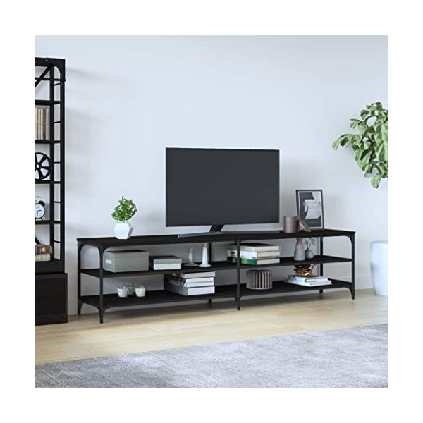 CBLDF Meuble TV noir 200 x 30 x 50 cm en bois et métal