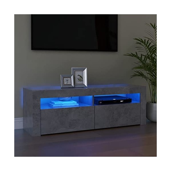 RAUGAJ Centres de divertissement et meubles TV Meuble TV avec lumières LED Gris béton 120 x 35 x 40 cm