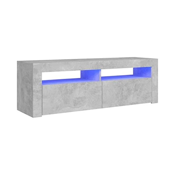 RAUGAJ Centres de divertissement et meubles TV Meuble TV avec lumières LED Gris béton 120 x 35 x 40 cm
