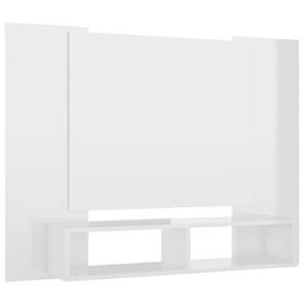 WIFESE Meuble TV Mural Blanc Brillant 120x23,5x90 cm Aggloméré Armoire TV Décoration Intérieure Meuble Tele Espace Commode Ta