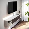 Pmnianhua Étagère TV flottante à fixer au mur sous le meuble TV flottant pour salle de séjour 140 cm, gris blanc 