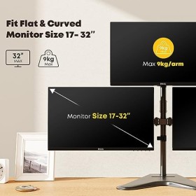 HumanTeck Support Ecran PC 3 Ecran avec Base autoportante pour écran de 17 à 32 Pouces, Bras Articulé écran PC pivotant incli