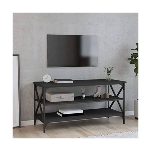 Keyur Meuble TV, Banc TV Buffet Bas Support de Télévision Meuble Télé Meuble TV Noir 100x40x50 cm Bois dingénierie