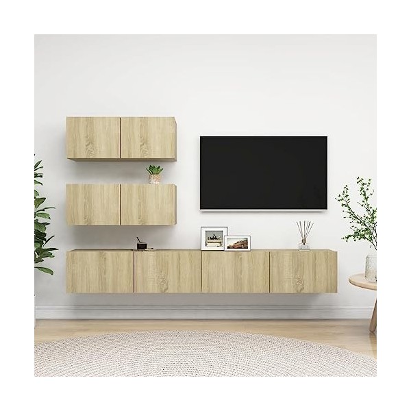 Meuble TV,Meuble TV Bas Table TV Support de Télévision en Bois pour Salon Chambre Salle à Manger,Support pour Téléviseur Jusq