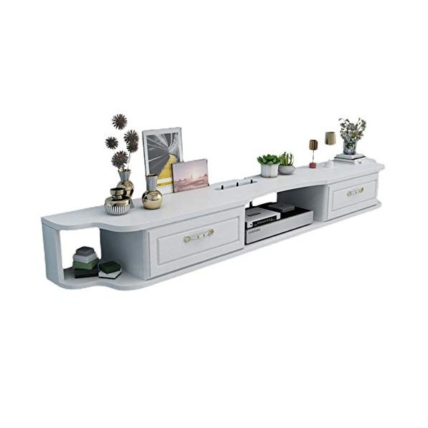 Meuble TV Mural àéTagèRe Flottante, éTagèRe de Divertissement Pour Console MultiméDia, Support Pour DéCodeur CâBle RéCepteur/
