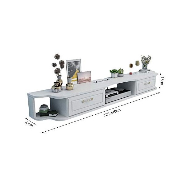 Meuble TV Mural àéTagèRe Flottante, éTagèRe de Divertissement Pour Console MultiméDia, Support Pour DéCodeur CâBle RéCepteur/