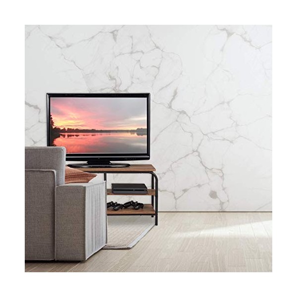 Relaxdays Meuble, Design Industriel, Etage Receiver, Rangement CDs et DVDs, Buffet TV,Brun/Noir, Panneau de Particules, métal