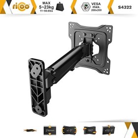 RICOO Support Mural pour Moniteur S4322 orientable inclinable écran PC 23-43" 58-109cm Bras articulé TV LCD LED incurvée VE
