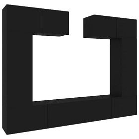 vidaXL Ensemble de Meubles TV 6 pcs Centres de Divertissement Armoires Multimédia Meubles de Salle de Séjour Intérieur Noir B