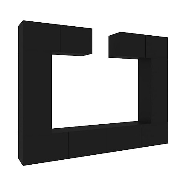 vidaXL Ensemble de Meubles TV 6 pcs Centres de Divertissement Armoires Multimédia Meubles de Salle de Séjour Intérieur Noir B