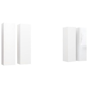 vidaXL 4X Meubles TV Centres de Divertissement Muraux Suspendus Armoires Stéréo Salon Salle de Séjour Blanc Brillant 30,5x30x