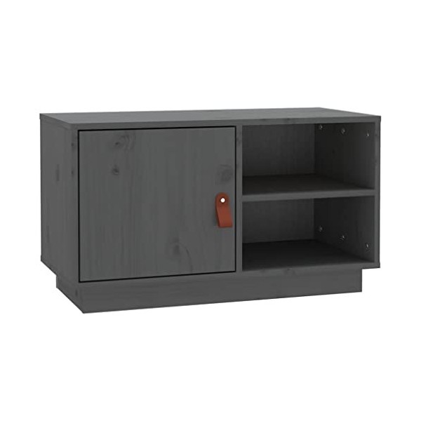 vidaXL Meuble TV Gris 70x34x40 cm Bois de pin Massif