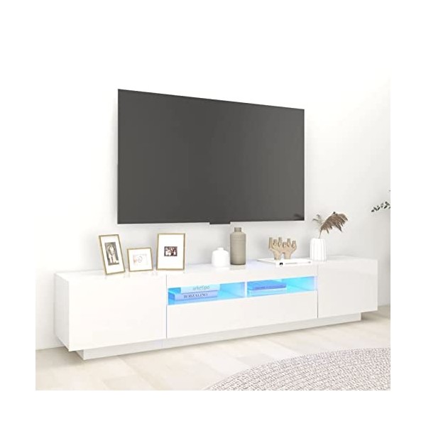 Festnight Meuble TV LED,Meuble TV scandinaves,Meuble TV Moderne,Banc TV,Meuble TV avec lumières LED,Armoire Centre de Diverti