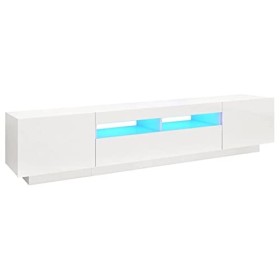 Festnight Meuble TV LED,Meuble TV scandinaves,Meuble TV Moderne,Banc TV,Meuble TV avec lumières LED,Armoire Centre de Diverti
