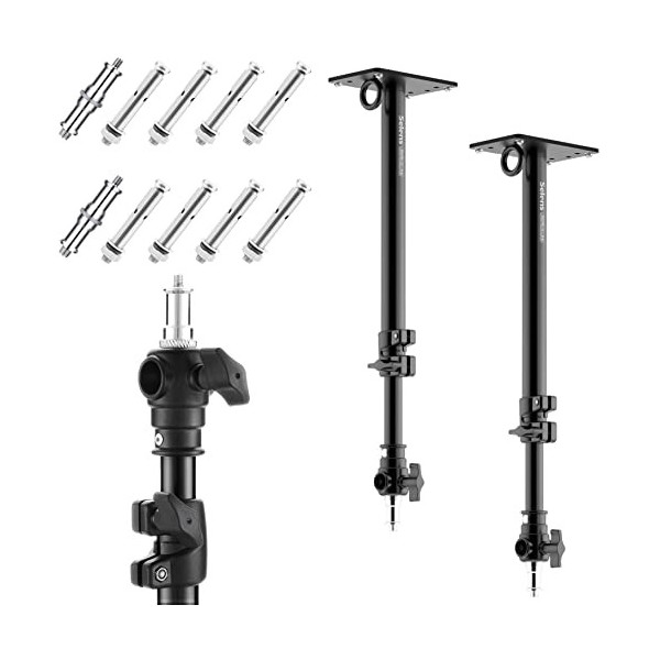 Selens Lot de 2 bras de montage mural - Longueur réglable avec filetage 3/8" 1/4" - Adaptateur universel pour studio photo, l