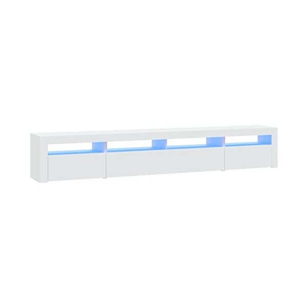 Camerina Meuble TV avec lumières LED Blanc 240x35x40 cm,Meuble TV,Table Basse Salon Meuble TV,Table Basse LED Couleurs