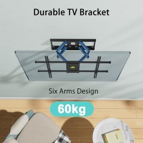 FORGING MOUNT Support mural à 6 bras pour TV de 37 à 75" avec extension lisse et pivotant - Support de montage réglable pour 