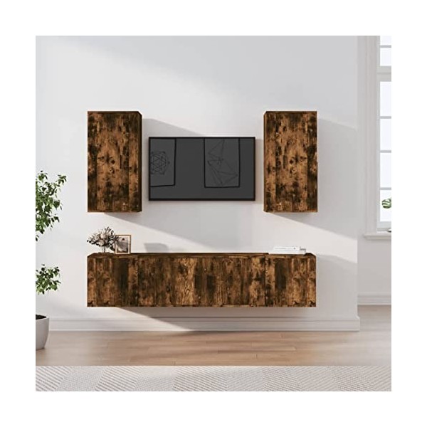 ZEYUAN Ensemble de Meubles TV 5 pcs Chêne fumé Bois dingénierie,Table Television Salon,Meuble TV Haut,Meuble Télé Haut