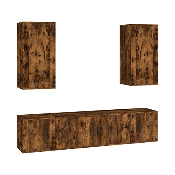 ZEYUAN Ensemble de Meubles TV 5 pcs Chêne fumé Bois dingénierie,Table Television Salon,Meuble TV Haut,Meuble Télé Haut