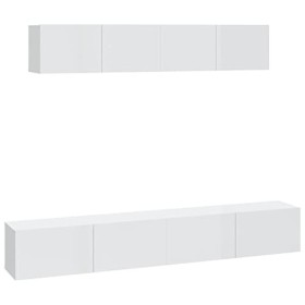 CIADAZ Ensemble de Meubles TV 4 pcs Blanc Brillant Bois dingénierie,Meuble Bas Salon,Meubles De Salon TV,Meuble TV Longueur