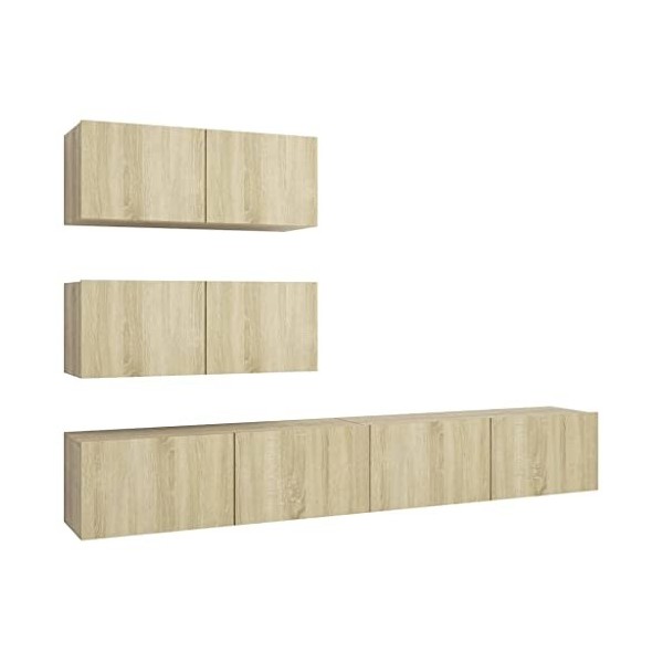 Ensemble de Meuble TV 4 pcs Chêne Sonoma Aggloméré - Armoire Basse Centre de Divertissement Meuble Stéréo Salon Salle de Séjo