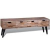 LAPOOH Table Console TV avec 4 tiroirs Bois de Teck recyclé,Meuble TV,Ensemble Meuble TV,Table TV