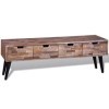 LAPOOH Table Console TV avec 4 tiroirs Bois de Teck recyclé,Meuble TV,Ensemble Meuble TV,Table TV