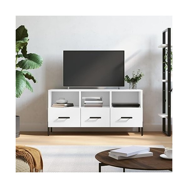 TALCUS Home Hardware Businese Meuble TV en bois dingénierie Blanc 102 x 36 x 50 cm