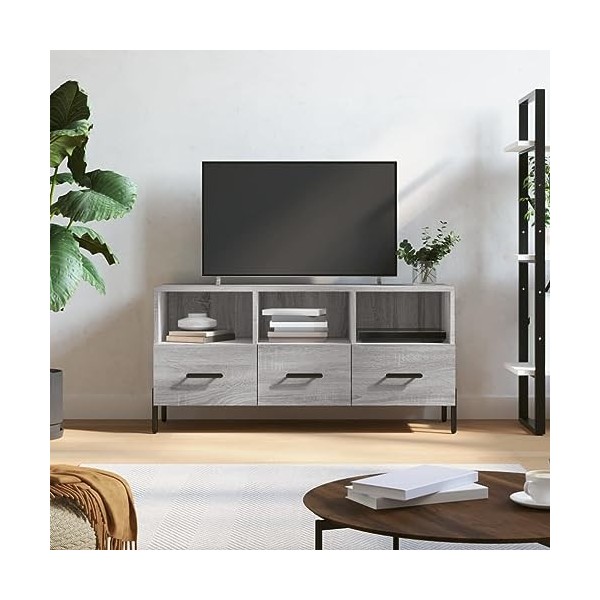 TEKEET Home Hardware Businese Meuble TV en bois dingénierie Gris Sonoma 102 x 36 x 50 cm