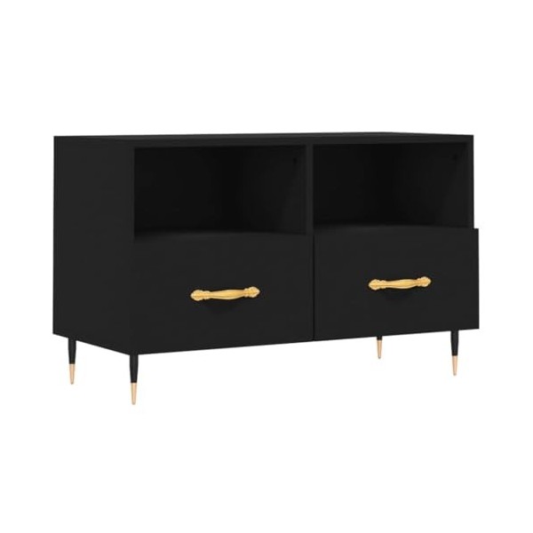 RAUGAJ Centres de divertissement et meuble TV - Meuble TV noir 80 x 36 x 50 cm - Bois dingénierie