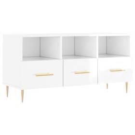 SEVSO Meuble TV en bois blanc brillant 102 x 36 x 50 cm