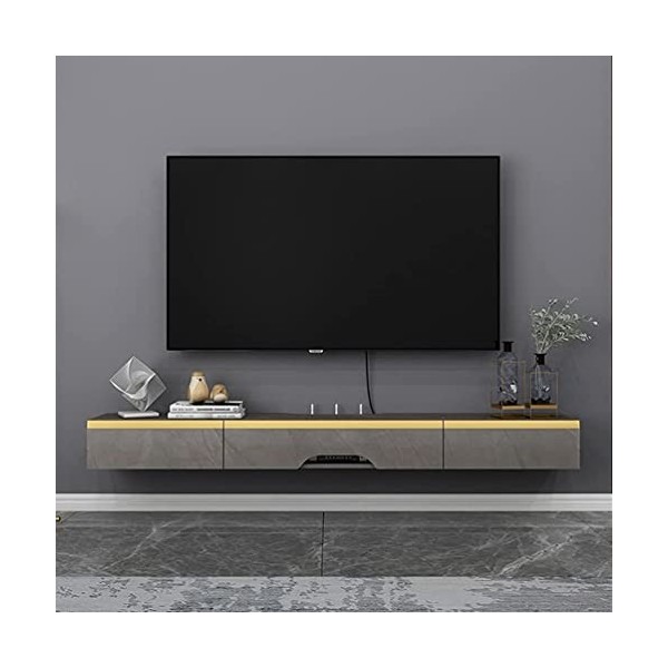 Meuble TV Suspendu, Etagere TV Murale, Meuble TV Suspendu Bois Etagere Avec 2 tiroirs et 1 porte, Murale Flottante TV Meuble 
