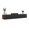 Planetmöbel TV Board 200 cm Or chêne/Anthracite, Armoire TV avec 2 abattants comme Espace de Rangement, lowboard Suspendu ou 