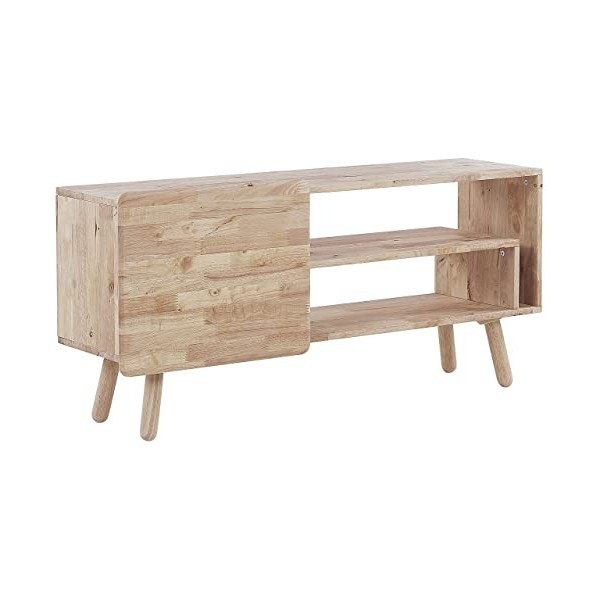 Meuble TV Armoire 1 Porte Rangement 2 Compartiments Bois dHévéa Clair Westfield