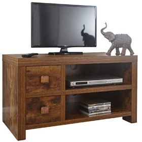 Jakarta Collection pour salon effet vieilli meuble pour télévision avec deux tiroirs 