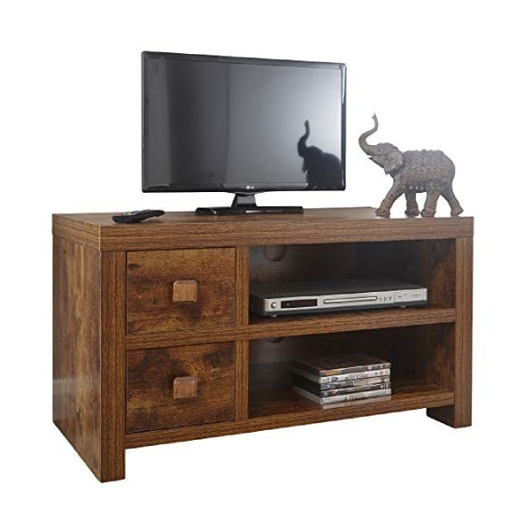 Jakarta Collection pour salon effet vieilli meuble pour télévision avec deux tiroirs 