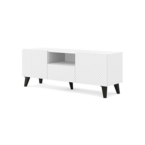 Homlando Meuble TV Ravenna C 150 cm 2D1S sur pieds - Meuble TV moderne - Meuble TV - Buffet pour la chambre ou le salon - Bri