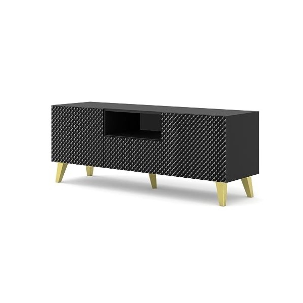 Homlando Meuble TV Ravenna C 150 cm 2D1S sur pieds - Meuble TV moderne - Meuble TV - Buffet pour la chambre ou le salon - Bri