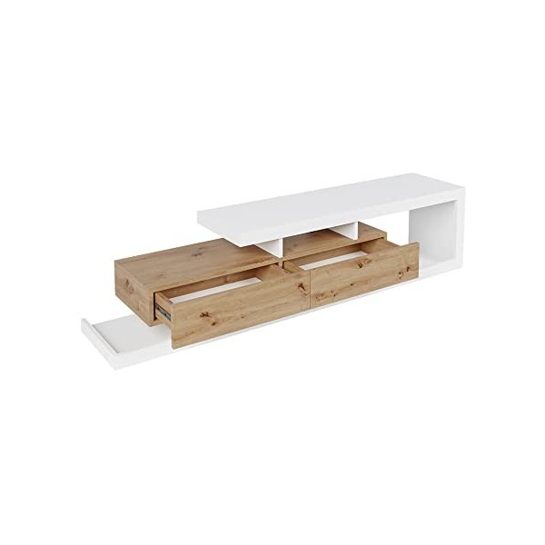 Bestmobilier - Olga - Meuble TV - Bois et Blanc - 198 cm - Style scandinave