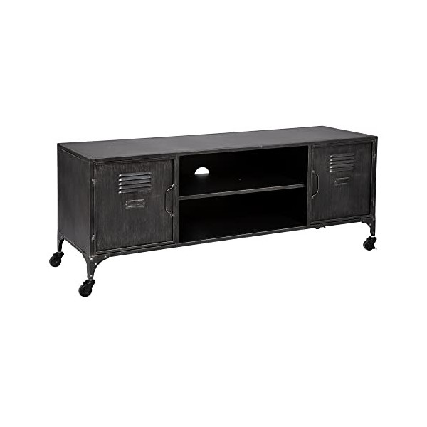 Meuble TV Sevin - métal - Gris 56x140 cm - Atmosphera créateur dintérieur